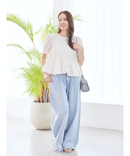 ブラッシュドレースペプラムトップス(508381571)｜阪急百貨店公式通販