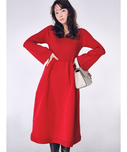 ベルスリーブホールガーメントニットワンピース(508381639)｜阪急