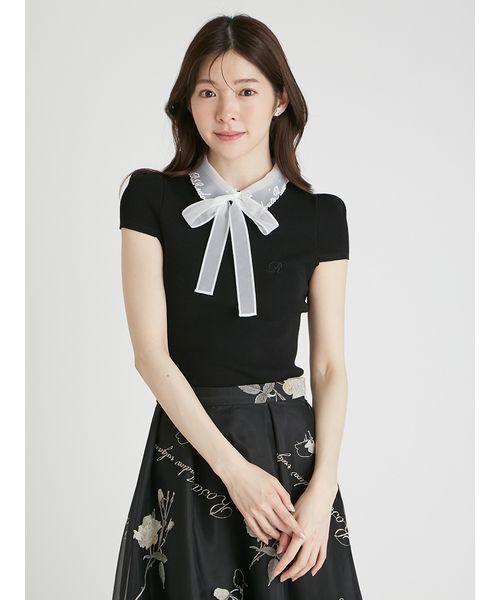 【CELFORD×P.J. REDOUTEコラボ】エンブロイダリー衿付きニット CELFORD×P.J. REDOUTEコラボ】 エンブロイダリー衿付きニット