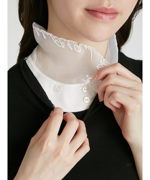 CELFORD×P.J. REDOUTEコラボ】 エンブロイダリー衿付きニット