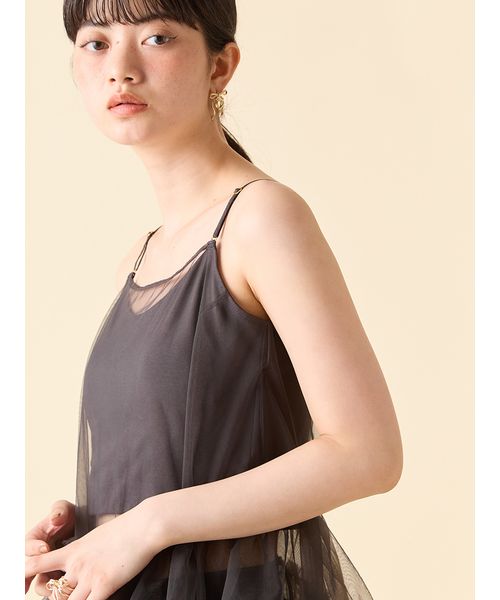 キャミソール 「LILY BROWN Lingerie」カップ付フリルチュールキャミ LILY BROWN Lingerie】カップ付フリルチュールキャミ(508383813