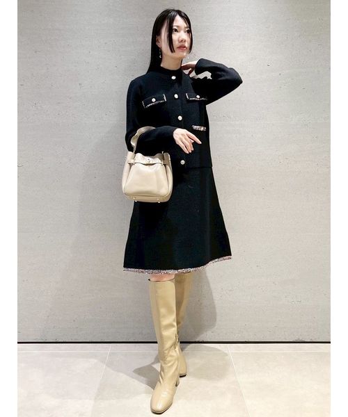 USAGI ONLINE・ZOZO限定カラー】トリムミニニットワンピースセット