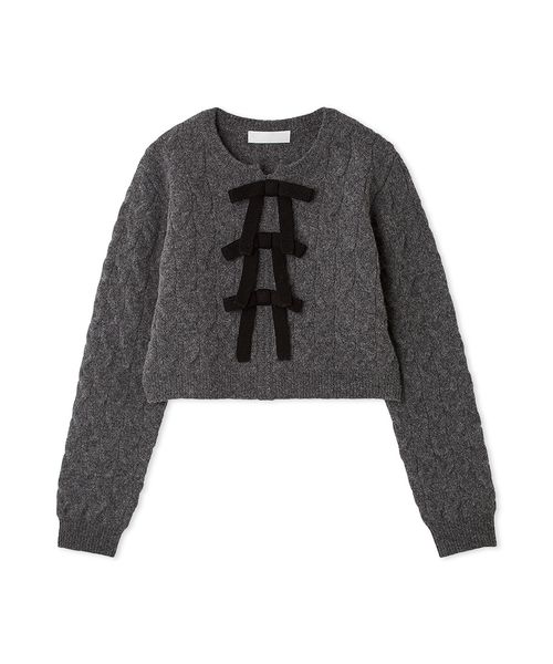 リボンモチーフケーブルニットプルオーバー(508381645)｜阪急百貨店