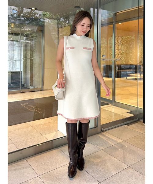 USAGI ONLINE・ZOZO限定カラー】トリムミニニットワンピースセット