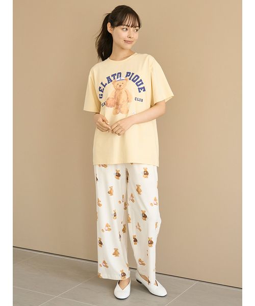 ベア柄Tシャツ&ロングパンツセット gelato pique｜【ONLINE限定】【接触冷感】ベアワンポイントT