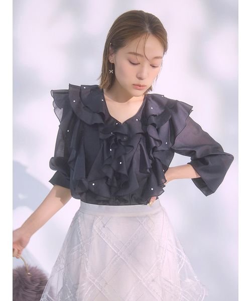 HANAE MORI×CELFORDコラボ】 パール付きフリルブラウス(508398226 