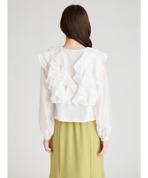 HANAE MORI×CELFORDコラボ】 パール付きフリルブラウス