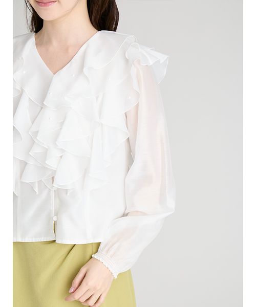 HANAE MORI×CELFORDコラボ】 パール付きフリルブラウス(508398226