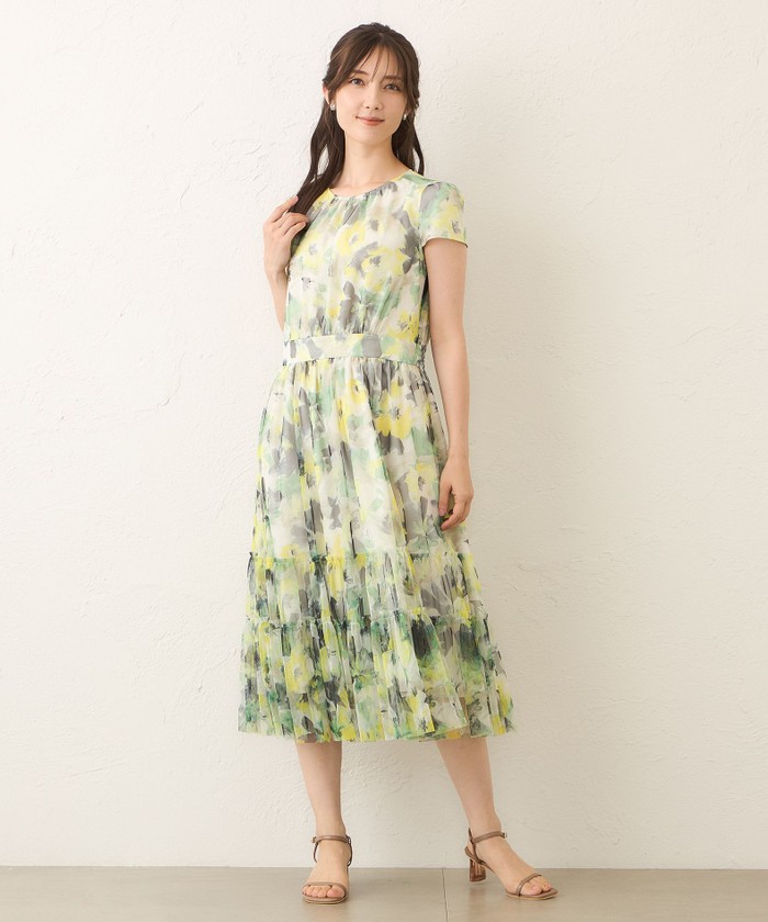 セール/完売前に【Hobbs London】Bayview ジャージー ドレス L】ぼかしフラワー ティアードドレス(508391861)｜阪急百貨店