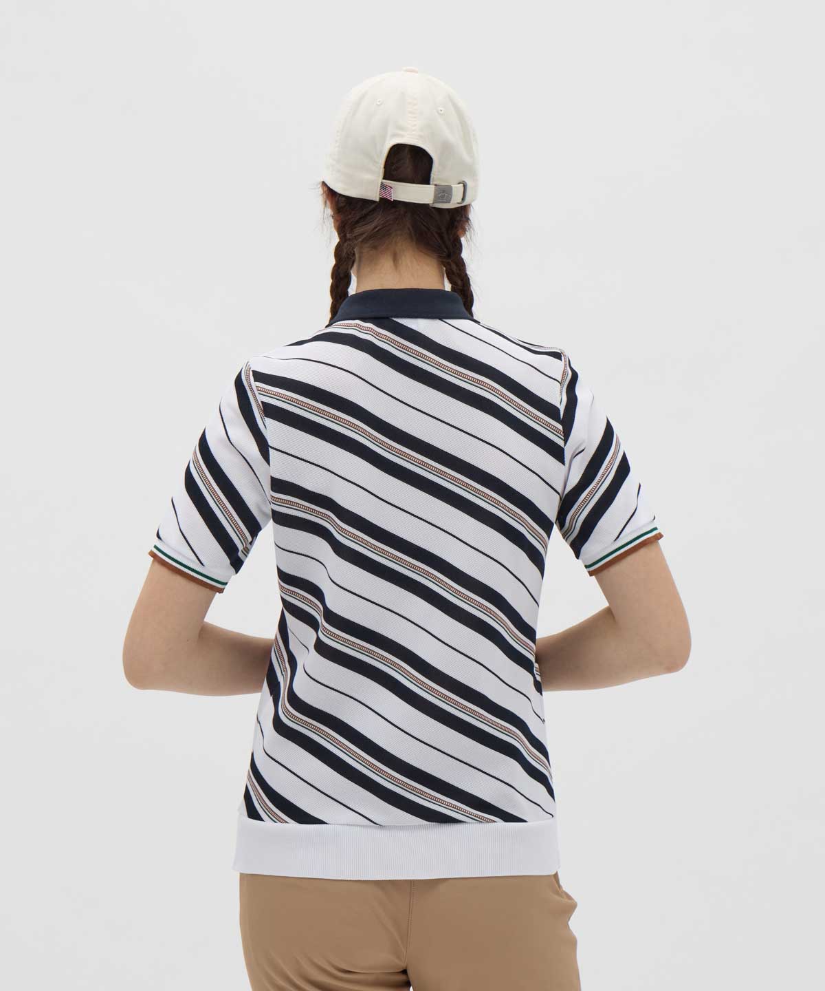 Munsingwear 緑と白ストライプ ポロシャツ Munsingwear サンスクリーンNIRマルチロゴ総柄プリント 半袖