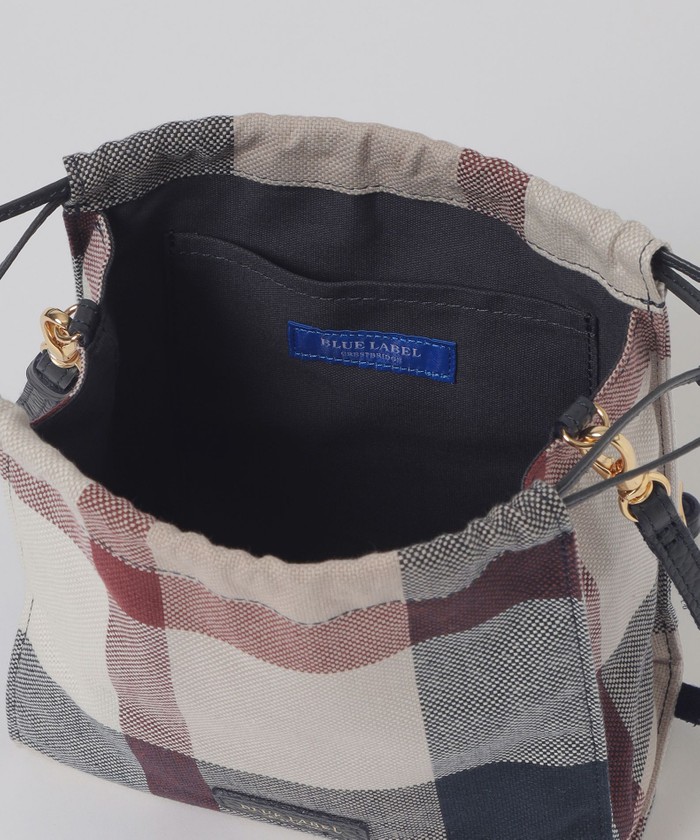BLUE LABEL クレストブリッジチェック バケットバッグ　巾着 ショルダー クレストブリッジチェックキャンバス巾着ショルダー(508344281