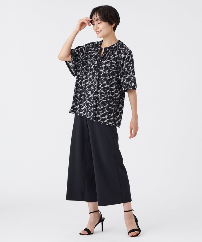 tシャツ 「接触冷感」「UV対策」「マシンウォッシャブル」カモフラパンサーギャザープルオーバー レディース L】【接触冷感】【UV対策】【マシンウォッシャブル】カモフラ
