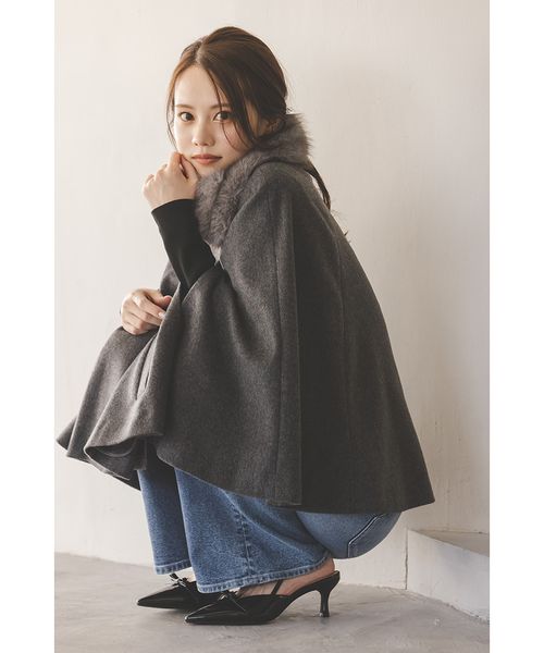 【未使用品】SNIDEL ショートケープコート グレー ショートケープコート｜スナイデルの通販｜&mall（アンドモール
