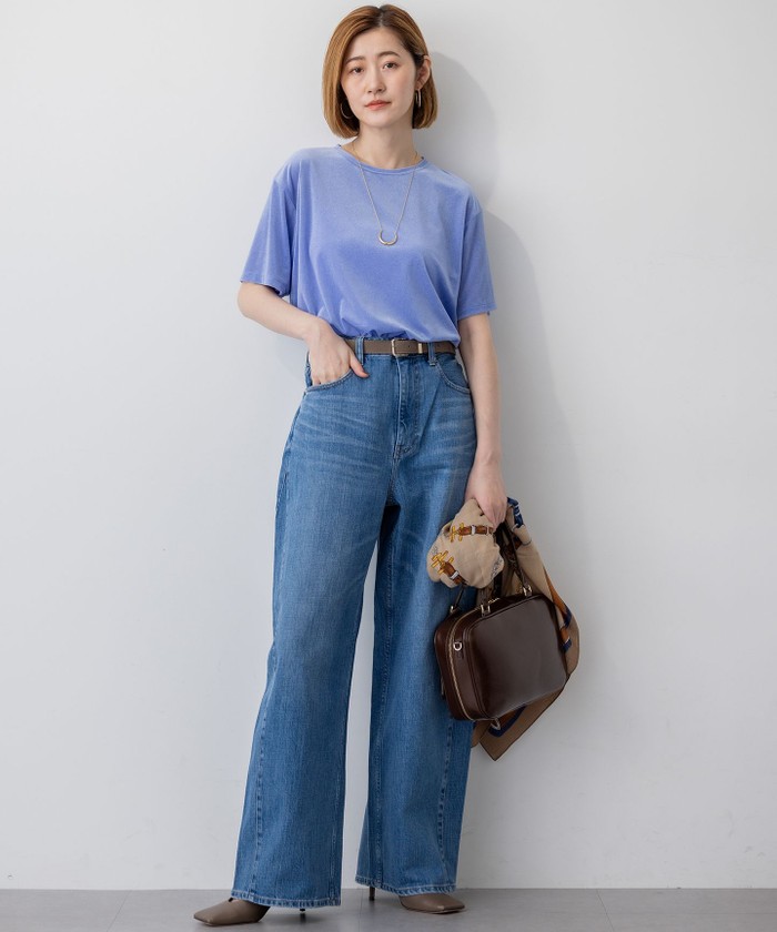 【洗える】シアーベロア リラックス Tシャツ 洗える】シアーベロア リラックス Tシャツ(508414568)｜阪急