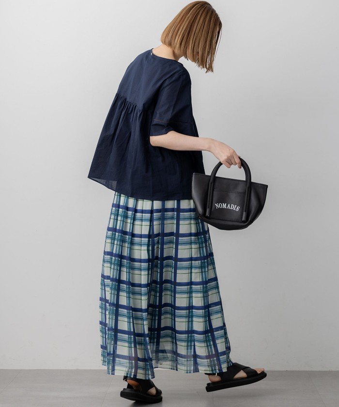 WEB&一部店舗限定】コットンローン ピンタック フレア ブラウス