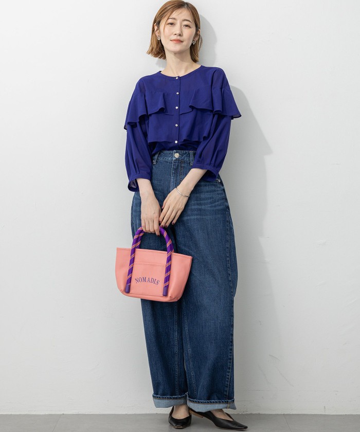 【Oggi9月号掲載/洗える】クリアトリコットジャージー フリルデザイン カットソー Oggi9月号掲載/洗える】クリアトリコットジャージー フリル
