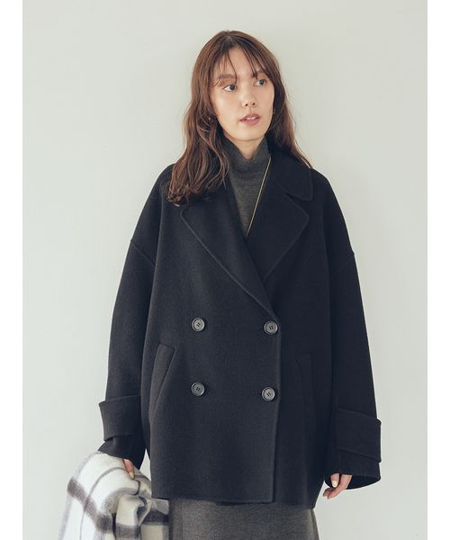 ピーコート コクーンシルエット Lサイズ for/c フォーシー ネイビー ピーコート コクーンシルエット Lサイズ for/c フォーシー