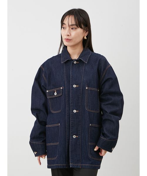 古着 カバーオール パープル M 古着 90s USA製 Carhartt 裏地 ストライプ ブランケット デニム