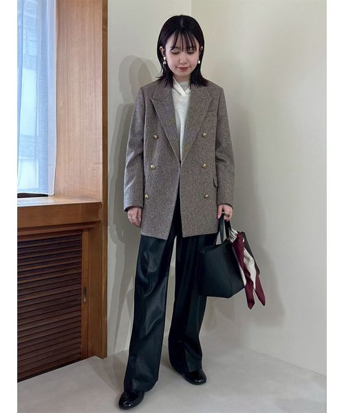 チェック金釦ダブルブレストロングブレザー(508433703)｜阪急百貨店