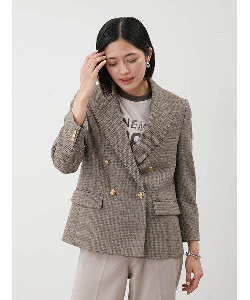 DT♪ AFFETTO1 ダブルブレストキャンバスブレザー 関税込 チェック金釦ダブルブレストブレザー(508433704)|阪急百貨店
