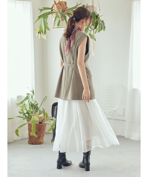 共ベルト付きオーバーサイズノーカラーベスト 共ベルト付きオーバーサイズノーカラーベスト(ベスト)｜アウター