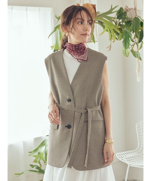 共ベルト付きオーバーサイズノーカラーベスト 共ベルト付きオーバーサイズノーカラーベスト(508433732)｜阪急