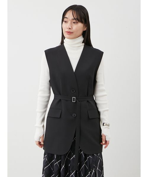 共ベルト付きオーバーサイズノーカラーベスト ミラ オーウェン Mila Owen 共ベルト付きオーバーサイズノー