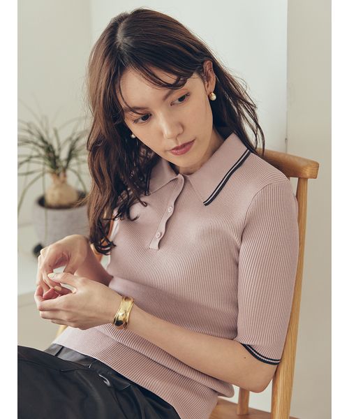 ミラオーウェン＊ポロ衿リブニットプルオーバー＊新品 WEB限定カラー】【セットアップ対応】ポロ衿リブニットプル