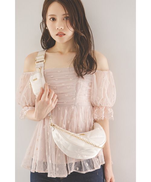 バリエオフショルレースチュニック バリエオフショルレースチュニック（シャツ/ブラウス）｜SNIDEL