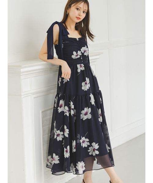 FLOWER COLLECTION】プリントショルダーリボンワンピース(508434264