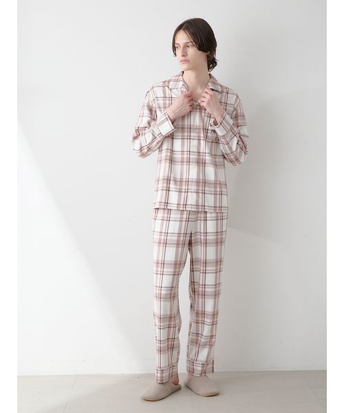 【希少】マンシングウェア　総柄　チェック　リブ　ニット　シャツ　パンツ　セット 黒リブニットセーター×ネイビーシャツ×千鳥格子チェックパンツ