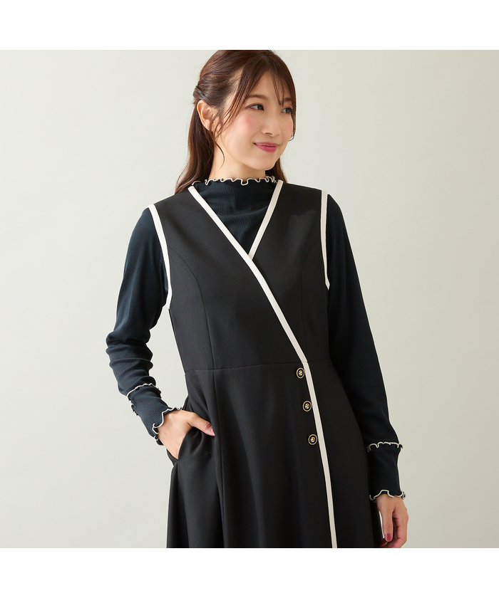 UVカット/吸汗性】バイカラージャンパースカート(508452354)｜阪急