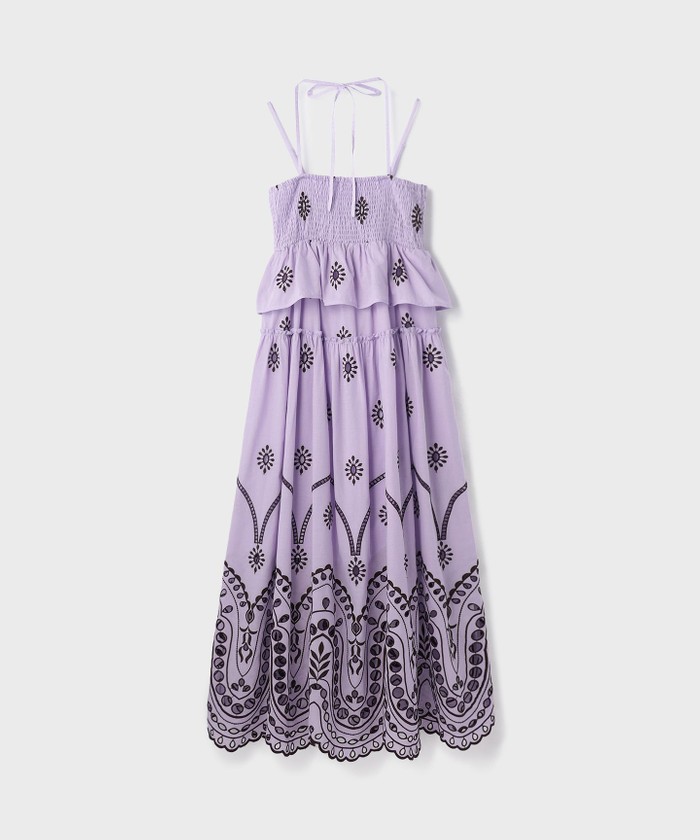 関送込【KAREN MILLEN】カットワーク刺繍織りマキシドレス Cut Work Embroidered Woven Maxi Dress | Karen Millen