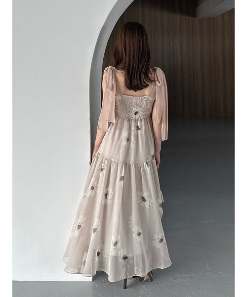 スナイデル　FLOWER COLLECTIONプリントショルダーリボンワンピース FLOWER COLLECTION】プリントショルダーリボンワンピース