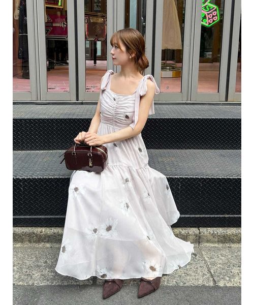 FLOWER COLLECTION】プリントショルダーリボンワンピース(508434264