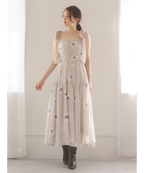 FLOWER COLLECTION】プリントショルダーリボンワンピース(508434264