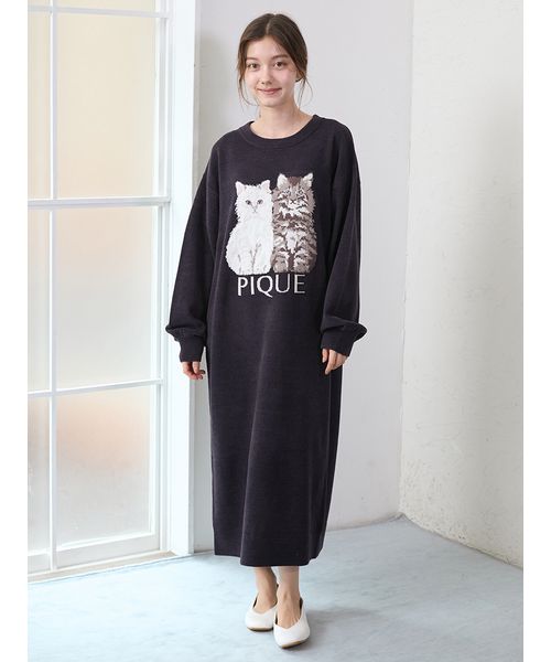 ツインキャットジャガードワンピース(508461940)｜阪急百貨店