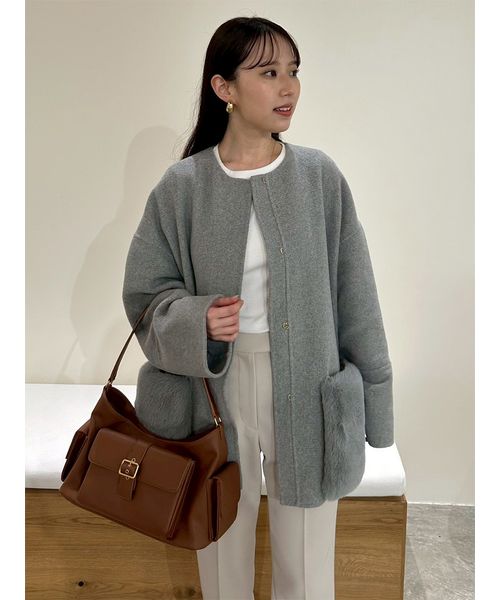 MilaOwen 2wayファーポケットリバーコート　アイボリー WEB限定カラー】2wayファーポケットリバーコート(508487929)｜阪急