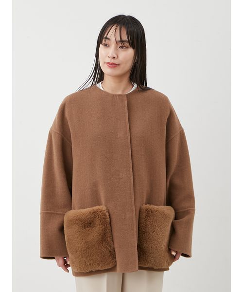 MilaOwen 2wayファーポケットリバーコート　アイボリー WEB限定カラー】2wayファーポケットリバーコート(508487929)｜阪急