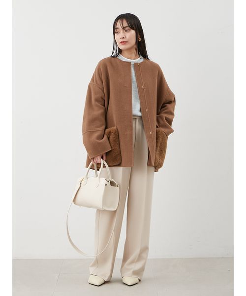 MilaOwen 2wayファーポケットリバーコート　アイボリー WEB限定カラー】2wayファーポケットリバーコート(508487929)｜阪急