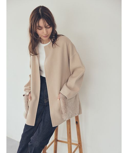 MilaOwen 2WAYファーポケットリバーコート　CML WEB限定カラー】2wayファーポケットリバーコート(508487929)｜阪急