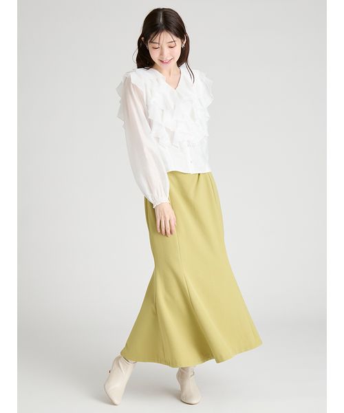 HANAE MORI×CELFORDコラボ】 パール付きフリルブラウス