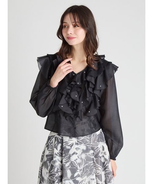 HANAE MORI×CELFORDコラボ】 パール付きフリルブラウス(508398226