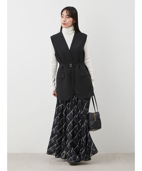 共ベルト付きオーバーサイズノーカラーベスト 共ベルト付きオーバーサイズノーカラーベスト(ベスト)｜アウター