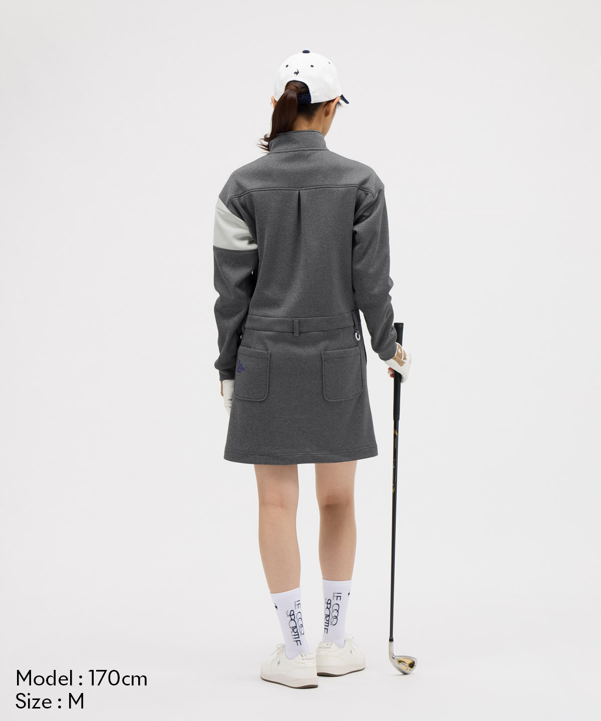 【ルコックスポルティフ】ゴルフ ジップアップ ワンピース 裏メッシュ M ピンク ルコックスポルティフ ゴルフ le coq sportif golf ハーフジッ