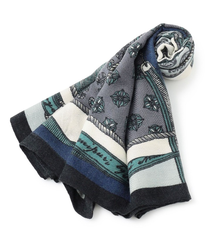 manipuri ウールシルク 大判スカーフ manipuri ウール シルク 大判スカーフ 鮮やか街並み manipuri