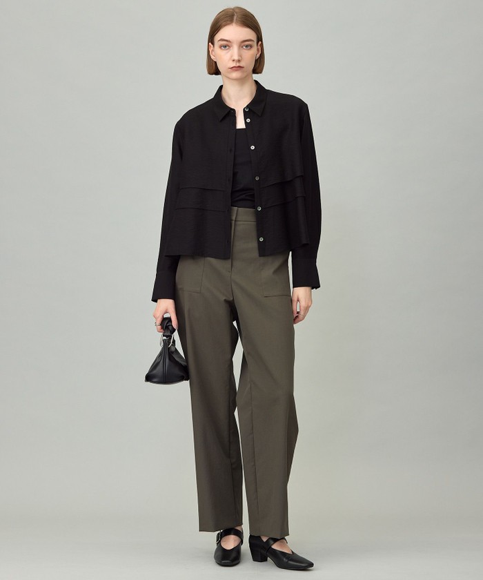 洗える】 ワッシャーツイル クロップドブラウス(508509264)｜阪急