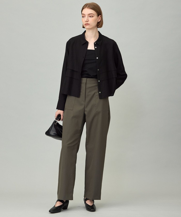 洗える】 ワッシャーツイル クロップドブラウス(508509264)｜阪急