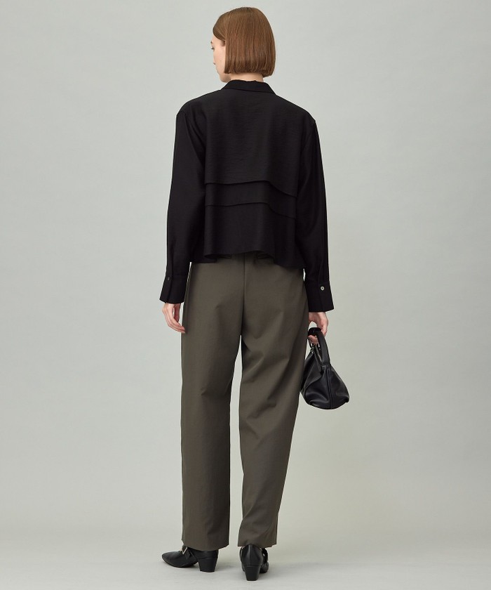 【洗える】 ワッシャーツイル クロップドブラウス 洗える】 ワッシャーツイル クロップドブラウス(508509264)｜阪急