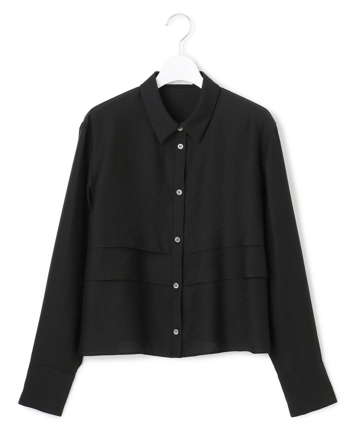 【洗える】 ワッシャーツイル クロップドブラウス 洗える】 ワッシャーツイル クロップドブラウス(508509264)｜阪急